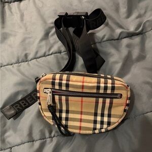 Burberry Beige and Black Check Belt Bag